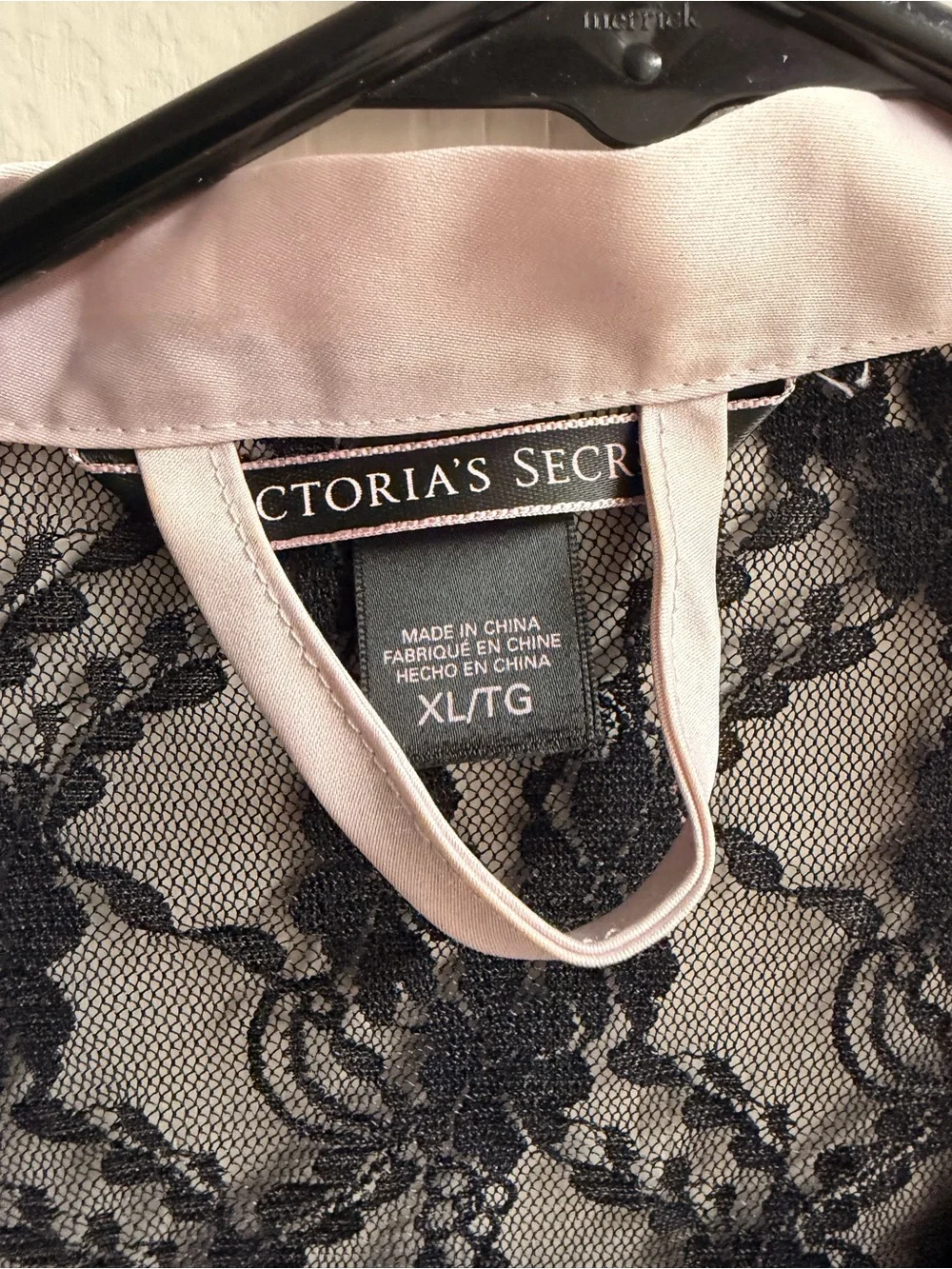 Victoria's Secret Pink Satin and Black Lace Robe - Picture 4 of 6